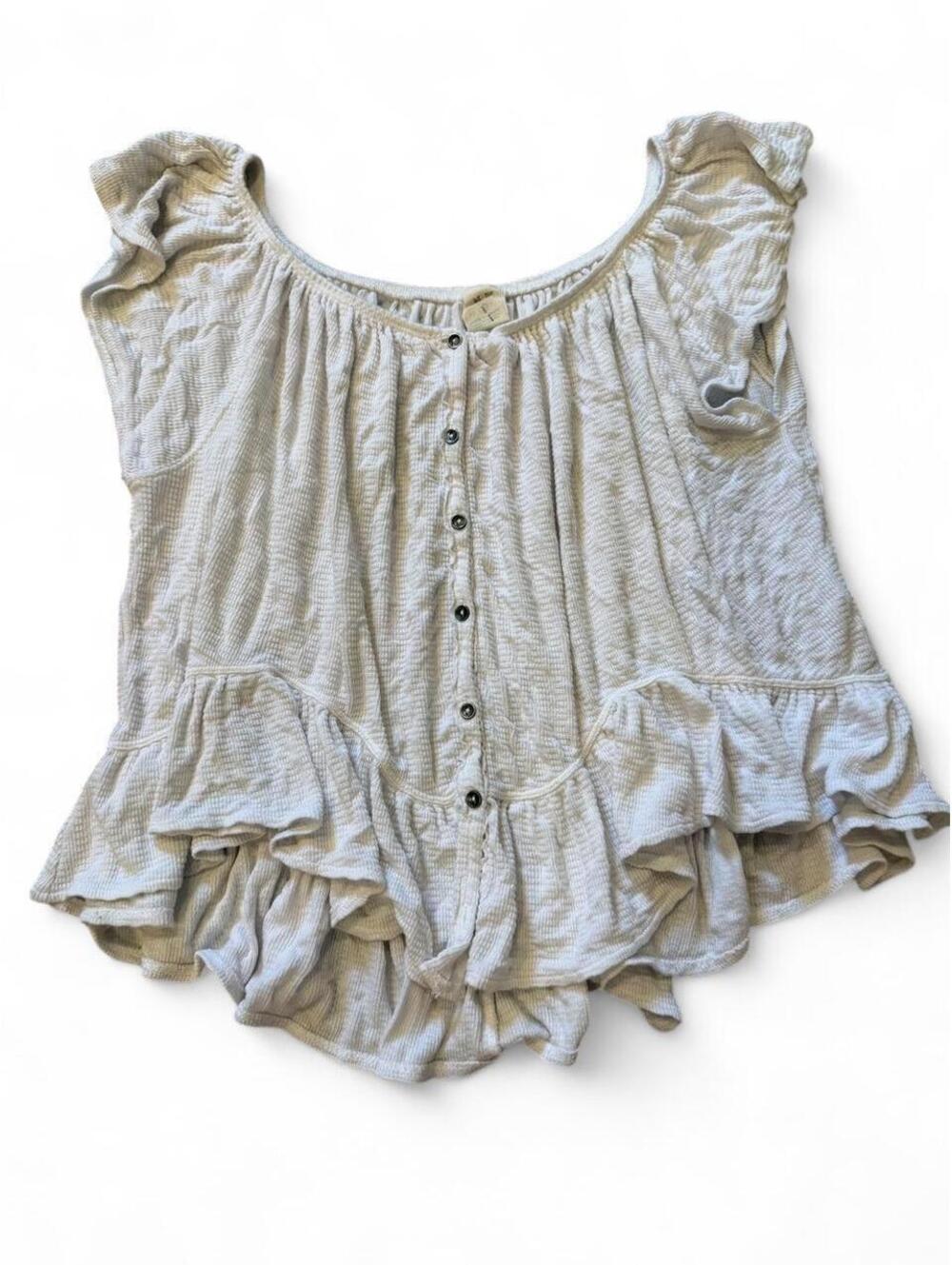 Free People off the shoulder with ruffled ends top